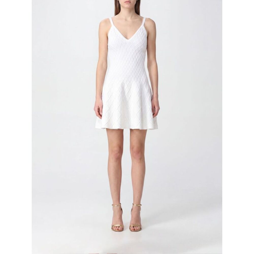Balmain Women A-Line Viscose Knit Mini Dress Balmain With V-Neck